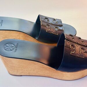 Tory Burch Navy Blue Wedge Sandals